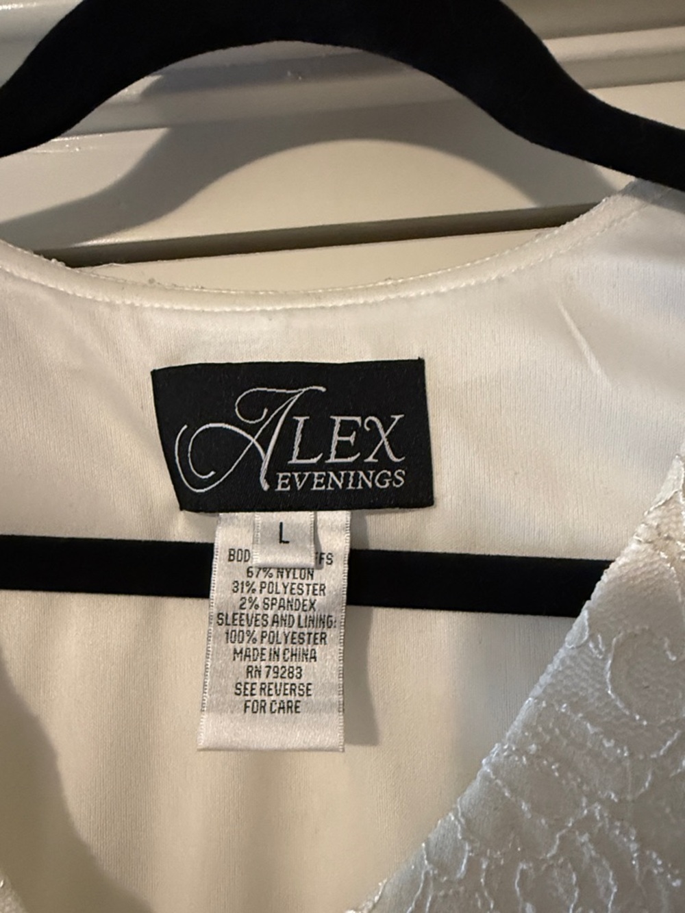 Alex Evenings Cream Lace Blouse with Sheer Long Sleeves - Picture 2 of 4